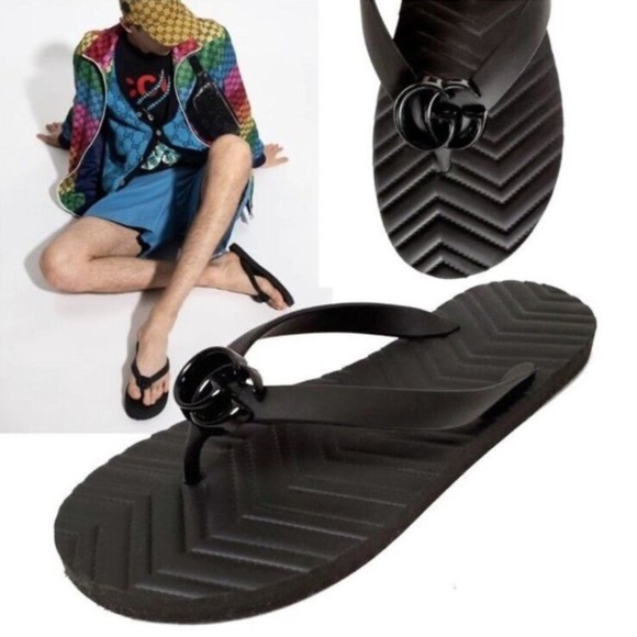 Gucci Chevron Thong Sandals with GG Logo main image 8